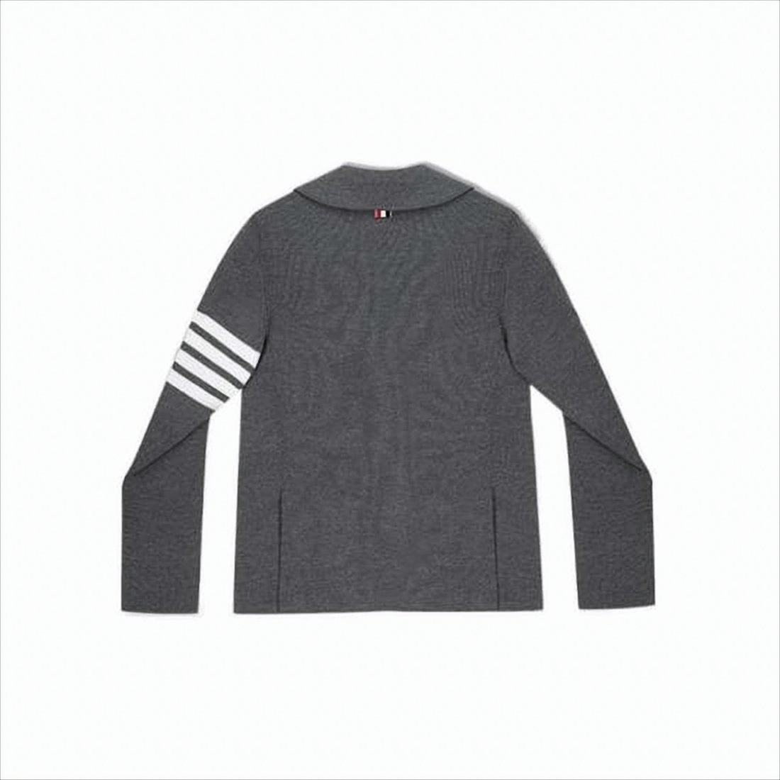 Thom Browne Medium Grey Wool Blend Suit Jacket With Striped Sleeve Detail
