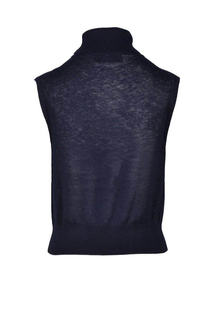 Wild Cashmere Silk And Cashmere Top - Navy Blue