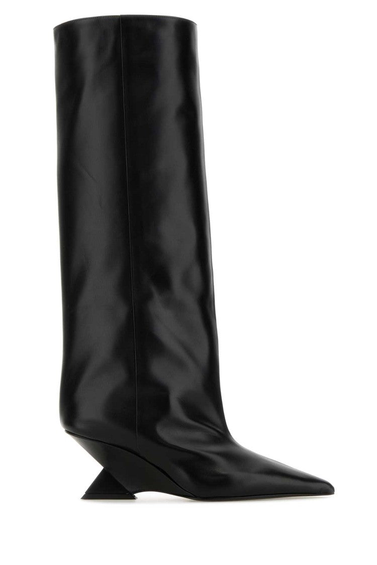 The Attico Black Leather Cheope Boots
