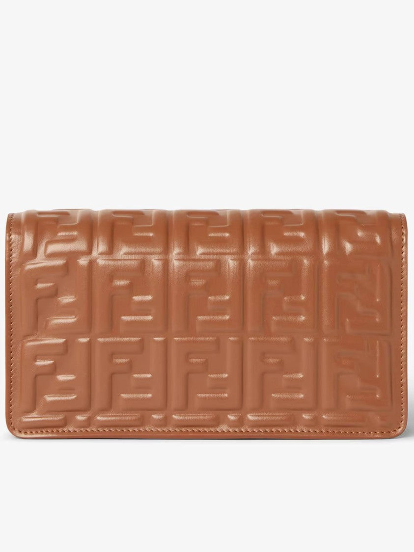 Fendi Rectangular Wallet On Chain With Embossed Geometric Pattern