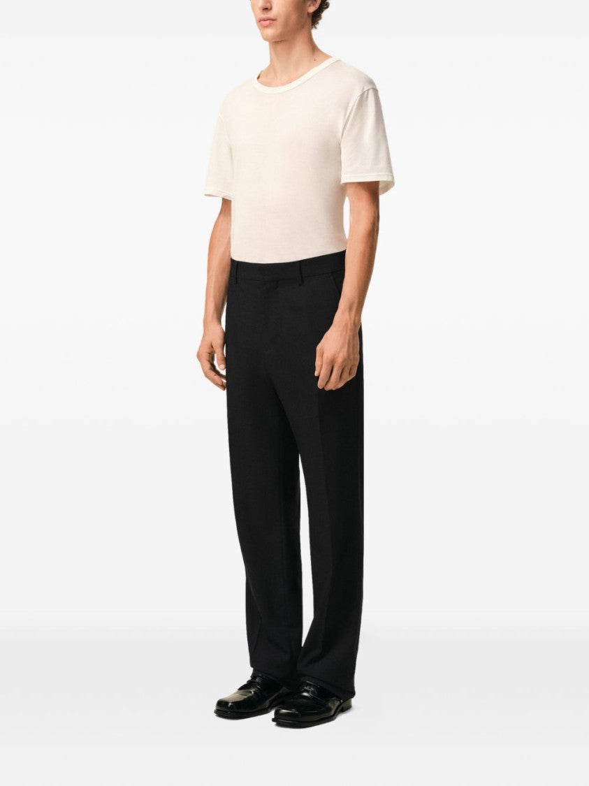 Ami Paris Black Straight Fit Zipped Fly Trousers