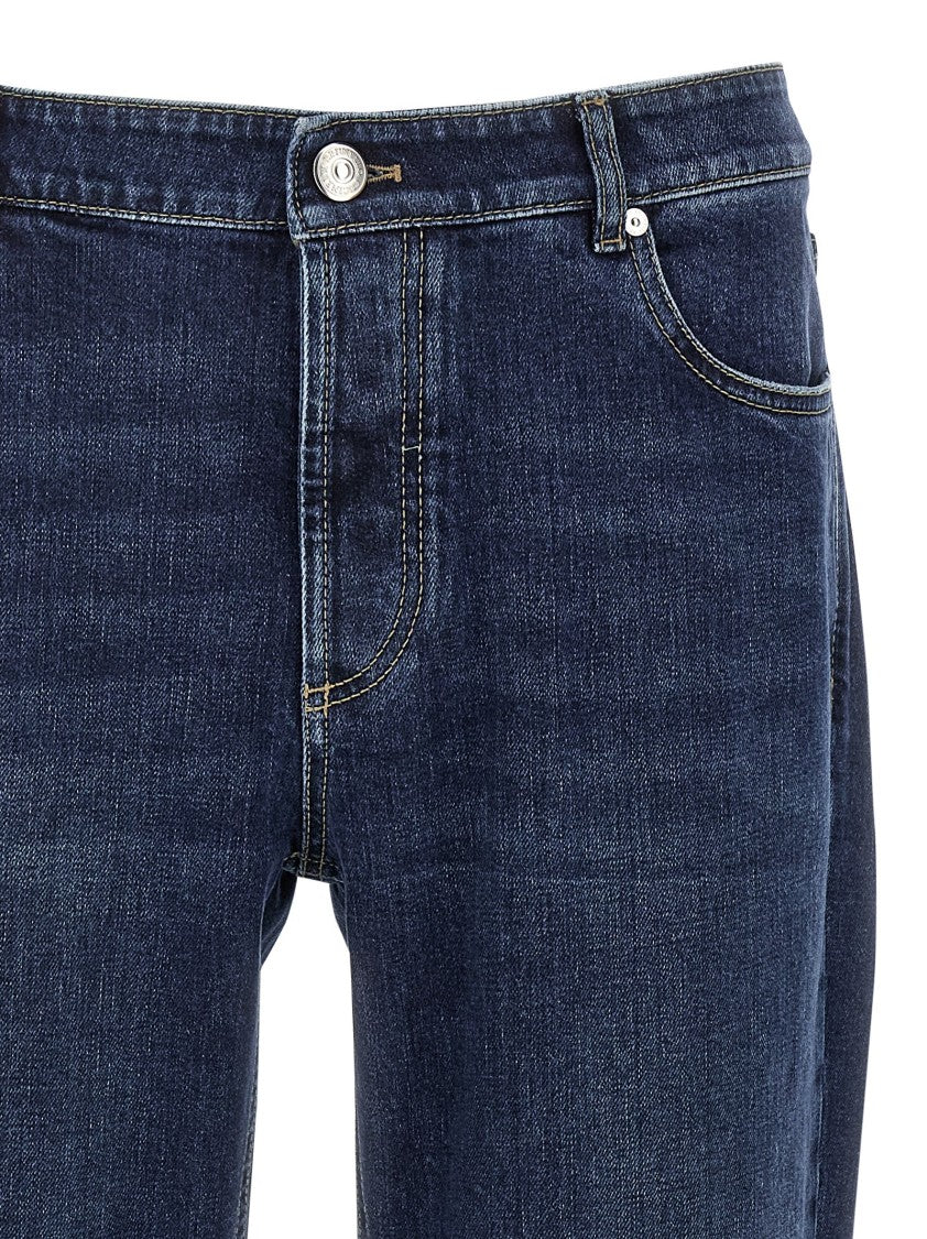 Brunello Cucinelli Logo Embroidery Stretch Jeans