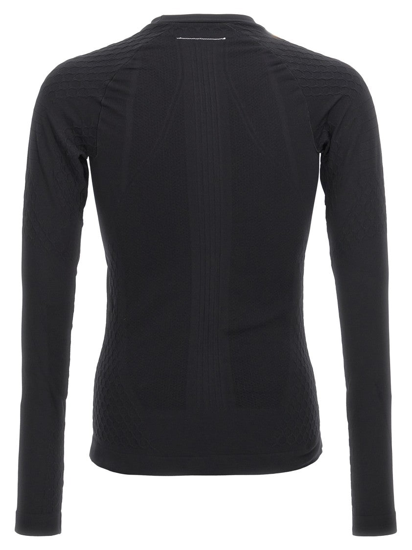 Mm6 By Maison Margiela Stretch Tech Fabric Black Sweater