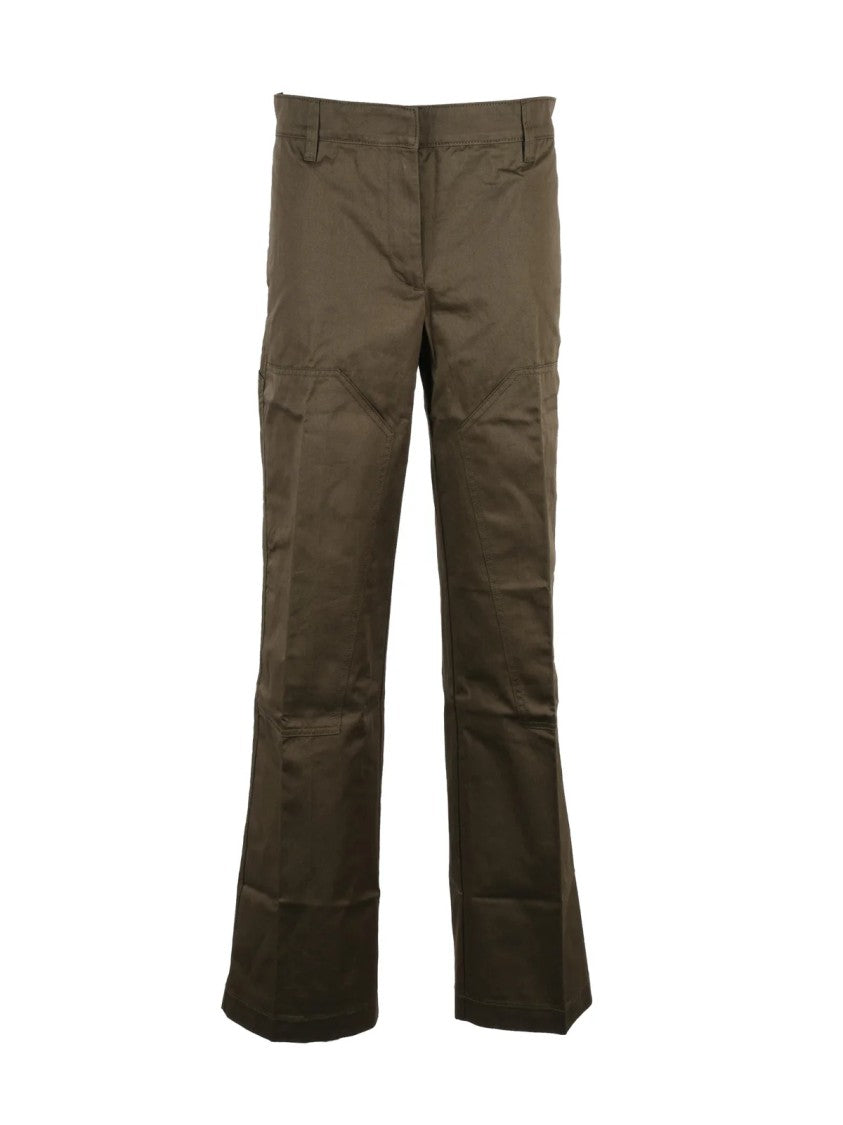 Tory Burch Olive Green Cotton Cargo Pants With Wide Leg Silhouette