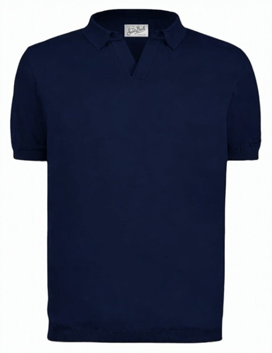 Mc2 Saint Barth Blue Sloan V Neck Polo Shirt