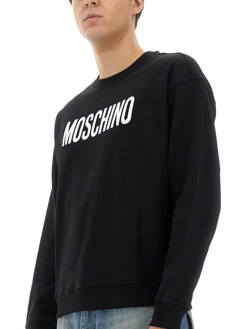 Moschino Crew Neck Sweatshirt With Iconic Logo Detail