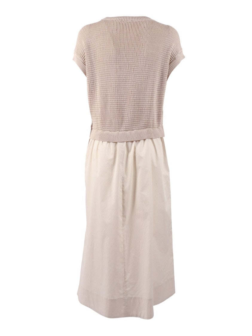 Peserico Textured Bodice Gathered Midi Dress