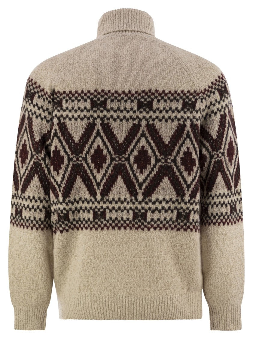 Brunello Cucinelli Geometric Jacquard Turtleneck Sweater