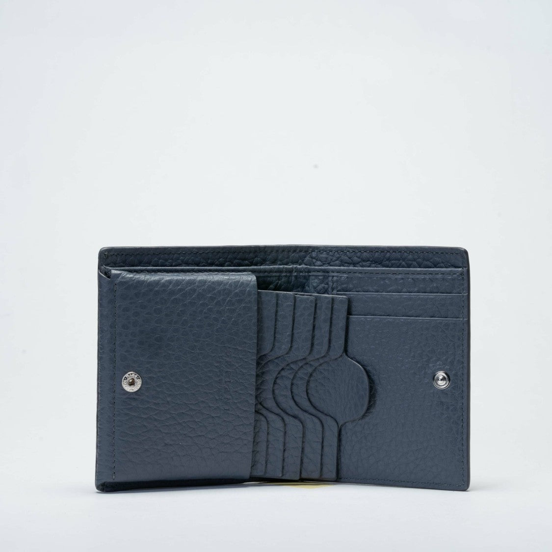 Orciani Teal Martellata Leather Card Holder Wallet