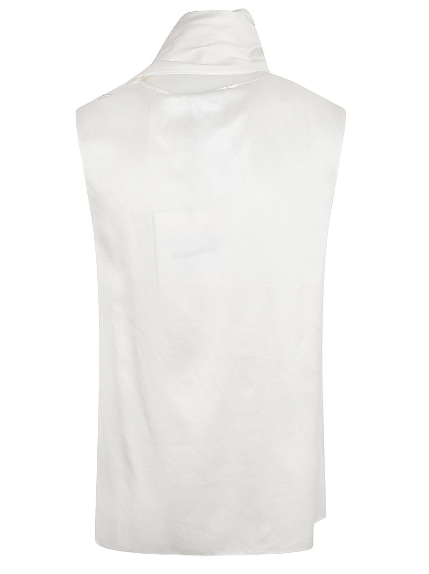 Max Mara Sleeveless Silk Top With Draped Neckline And Flowing Detail