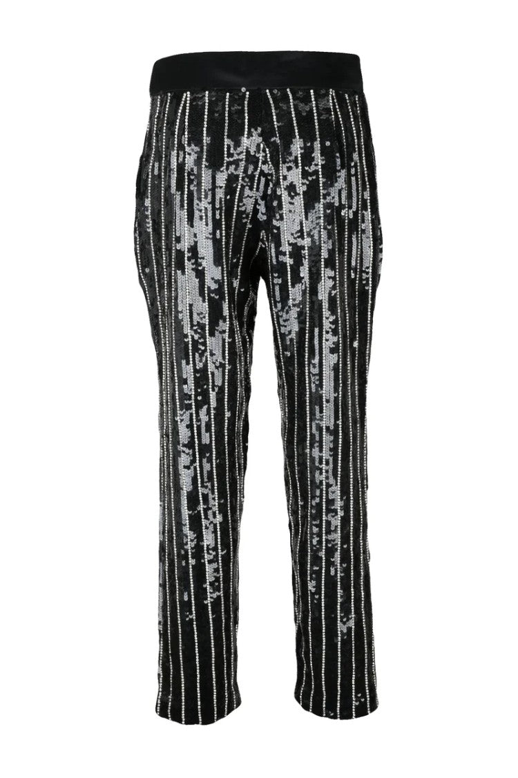 Elisabetta Franchi High Waisted Sequin Trousers - Black