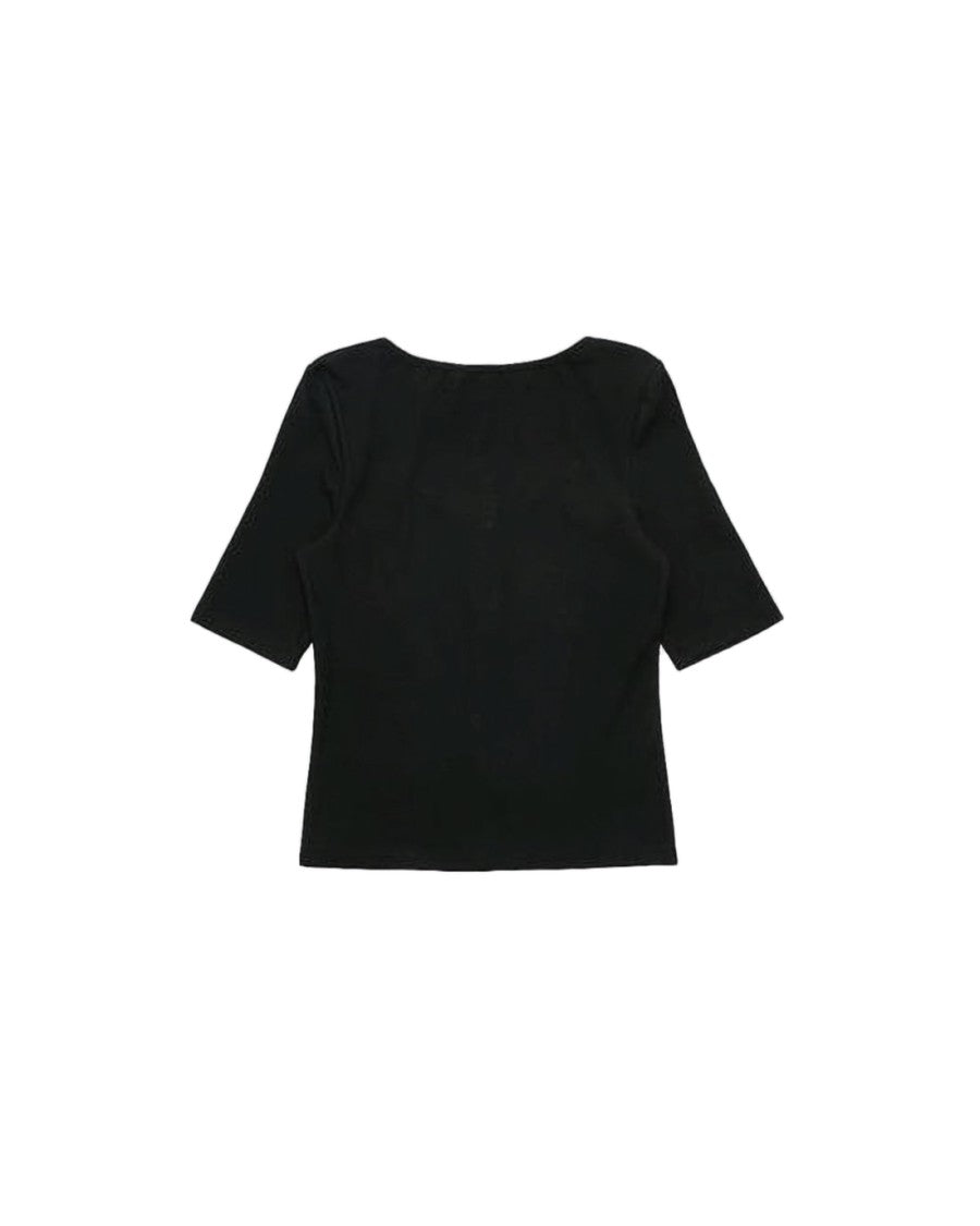 Amomento Cropped Black Cardigan With Button Closure
