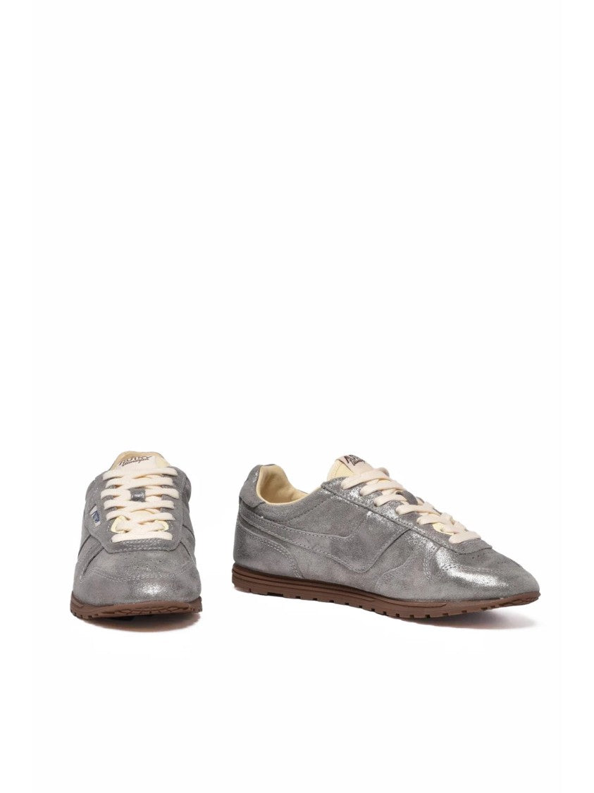 Autry Silver Polyester-Blend Textured Sneakers