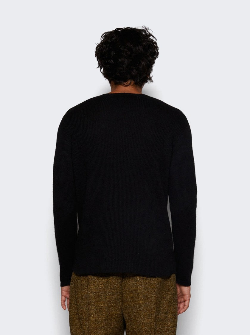The Elder Statesman Heavy Delicash Crew Sweater Black