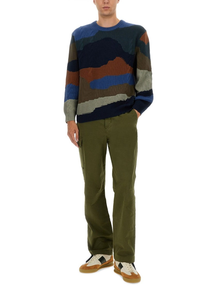 Ps Paul Smith Straight-Leg Olive Green Cargo Pants With Mid-Rise Waist