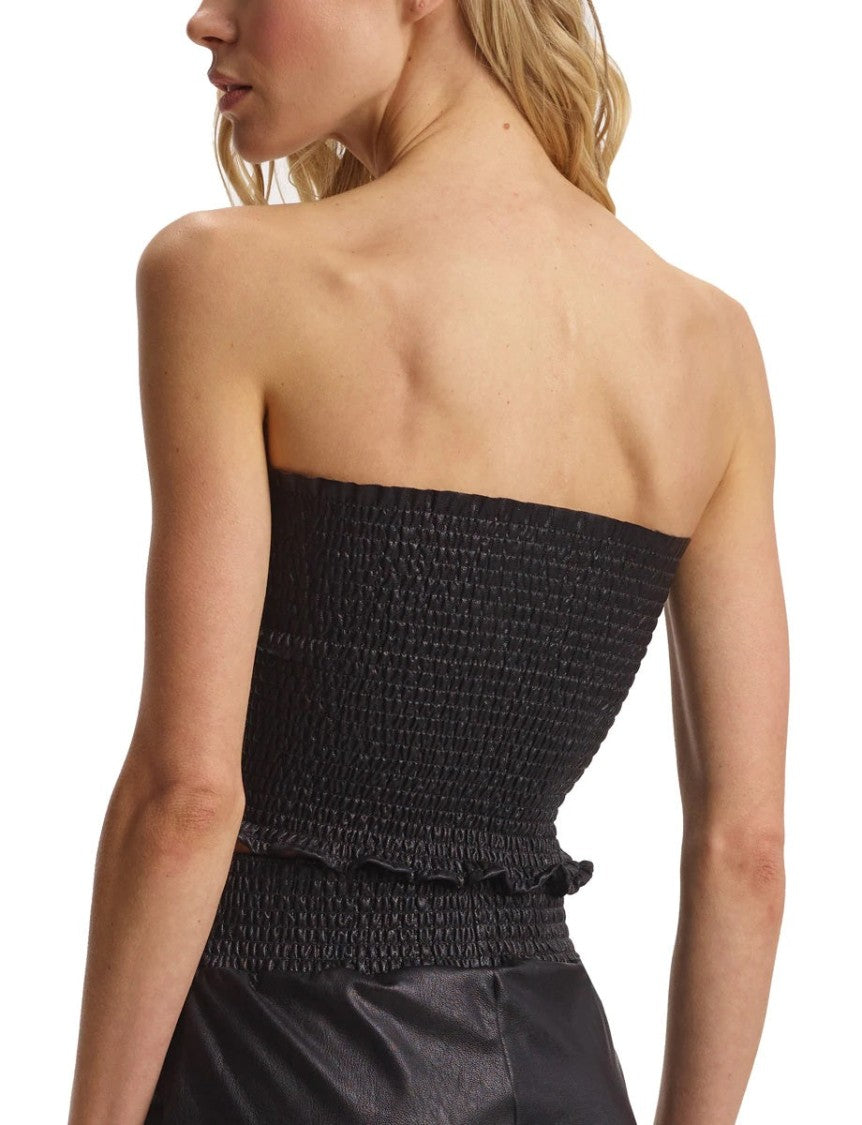 Commando Max Faux Leather Smocked Tube Top - Flt202