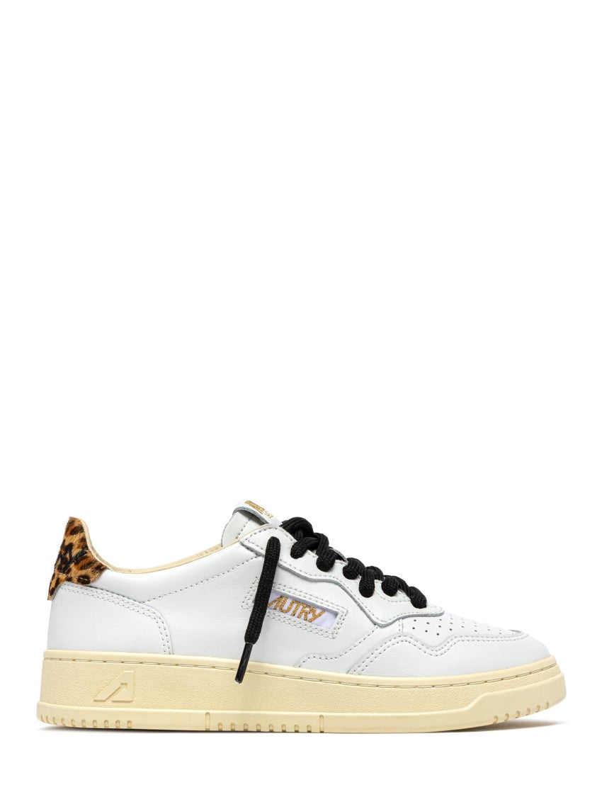 Autry Medalist Low-Top White/Leopard Pony Hair Leather Sneakers