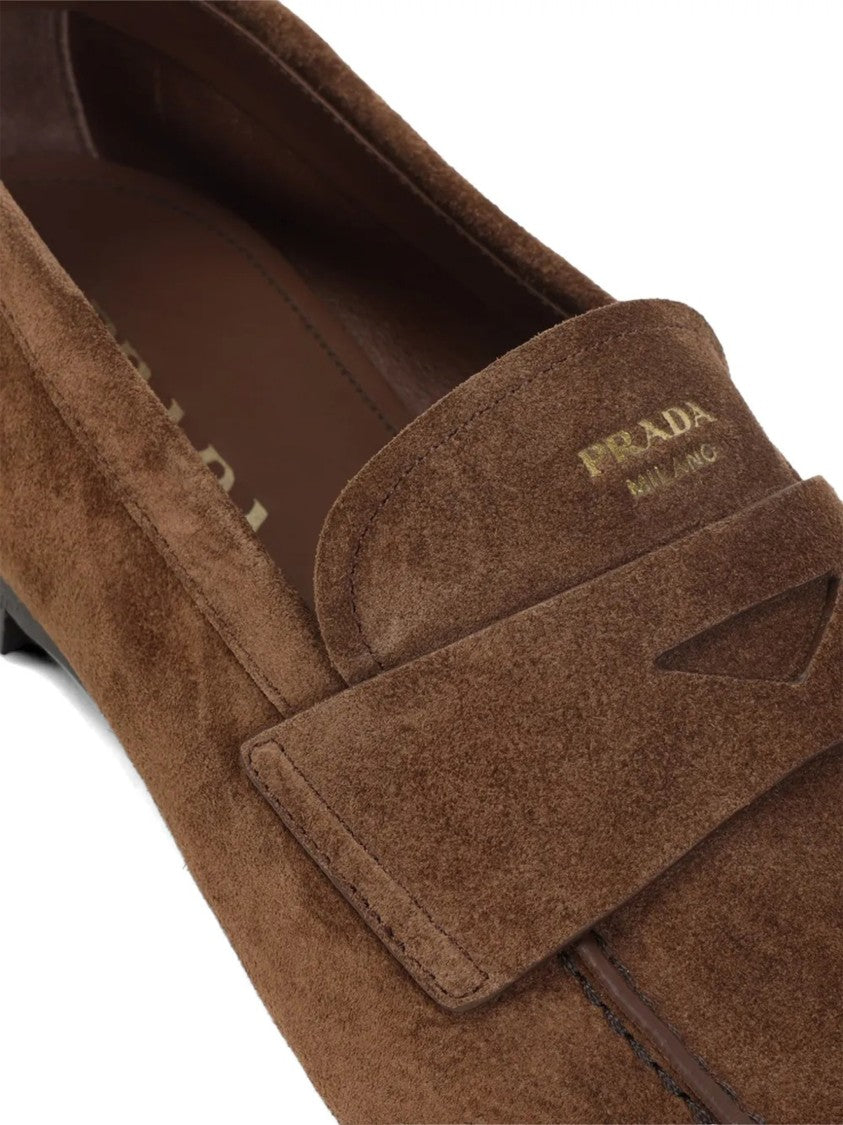 Prada Brown Mocassini Suede Penny Loafers