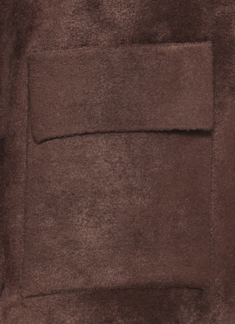 D. Exterior Brown Wool-Blend Classic Blazer