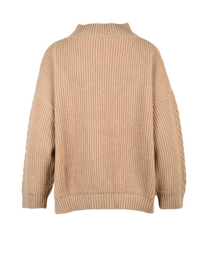 Max Mara Ribbed High-Neck Sweater With Textured Knit Design