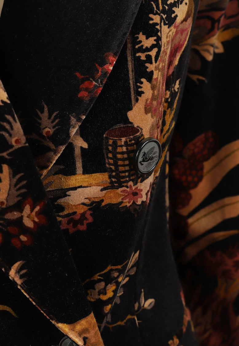 Etro Intricate Printed Velvet Double-Breasted Jacket