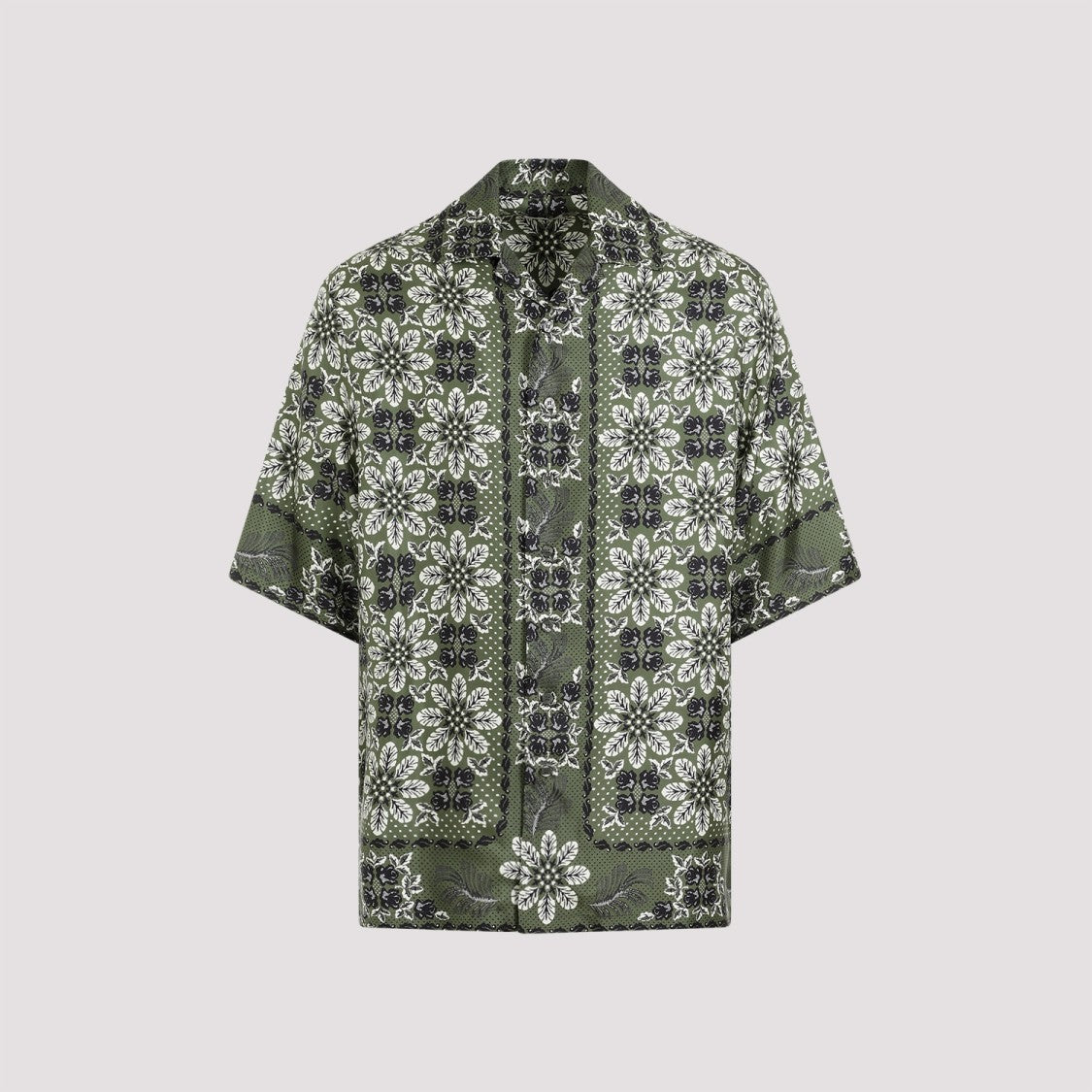 Etro Green Printed Silk Boxy Shirt