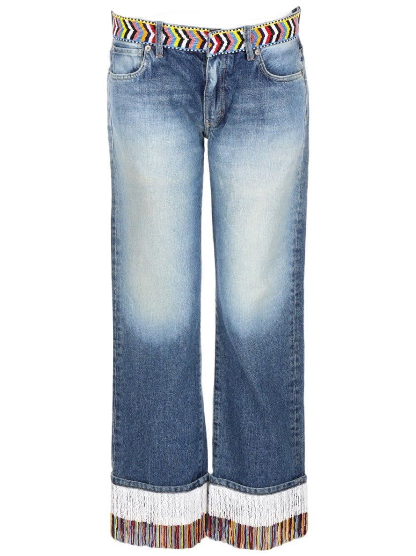 Alanui Straight-Leg Jeans With Fringe Hem And Vibrant Waistband
