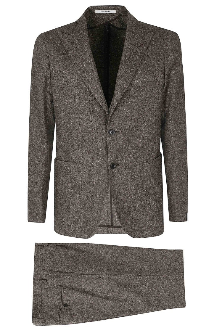 Tagliatore Brown Single-Breasted One-Pleat Donegal Wool-Blend Suit