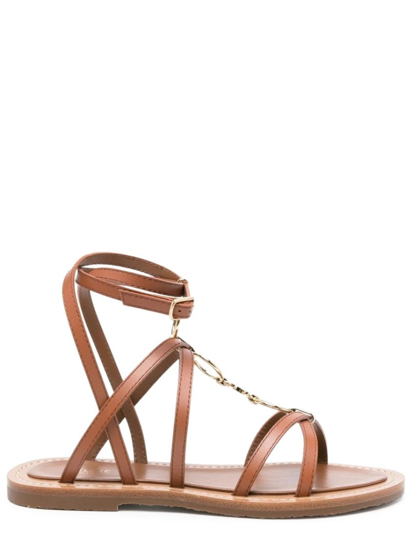 Celine Brown Lympia Calf Leather Sandals