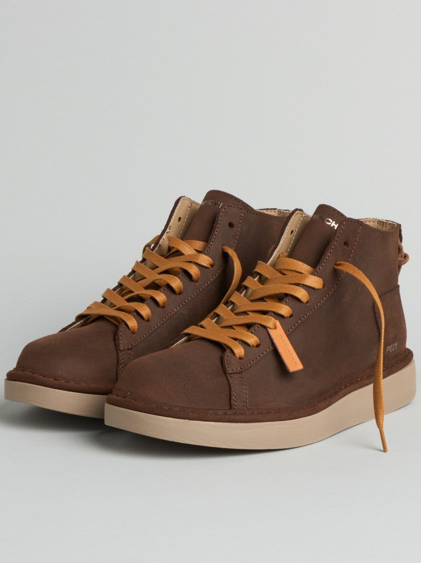 Panchic Mid-Top Sneakers In Rich Brown Suede With Minimalist Design
