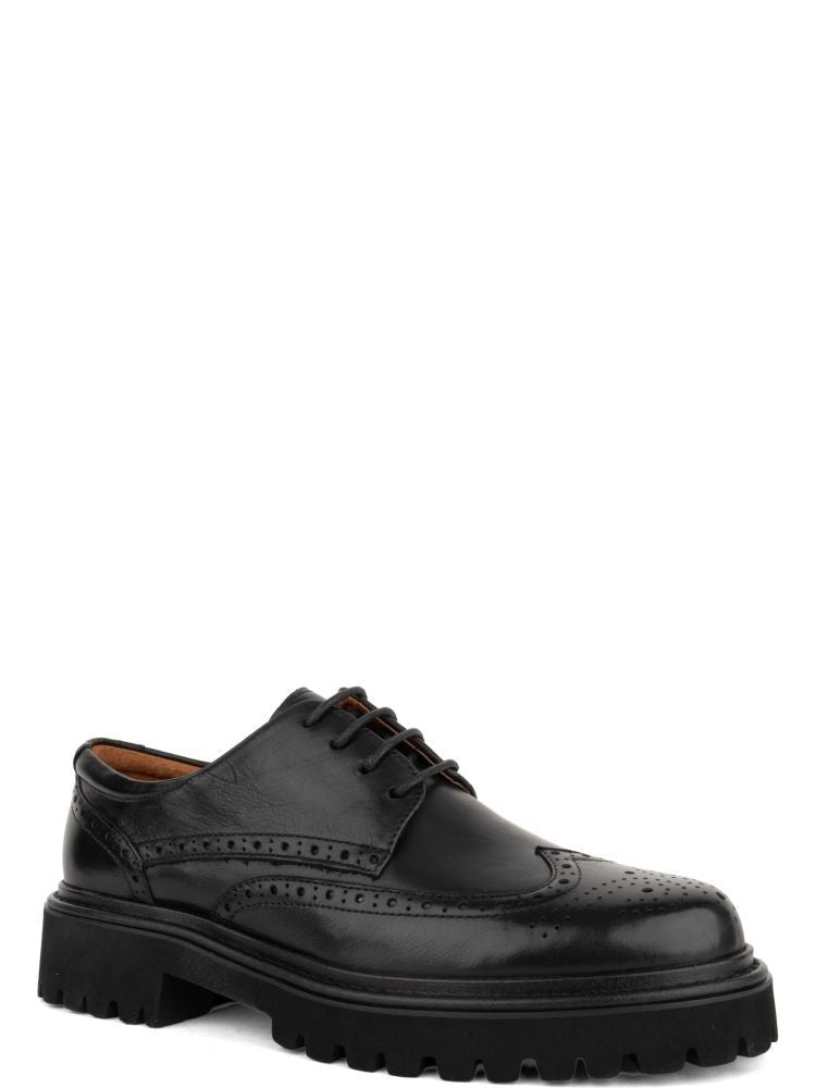 Adrianna Feretti Black Perforated Chunky Sole Leather Brogue Shoes