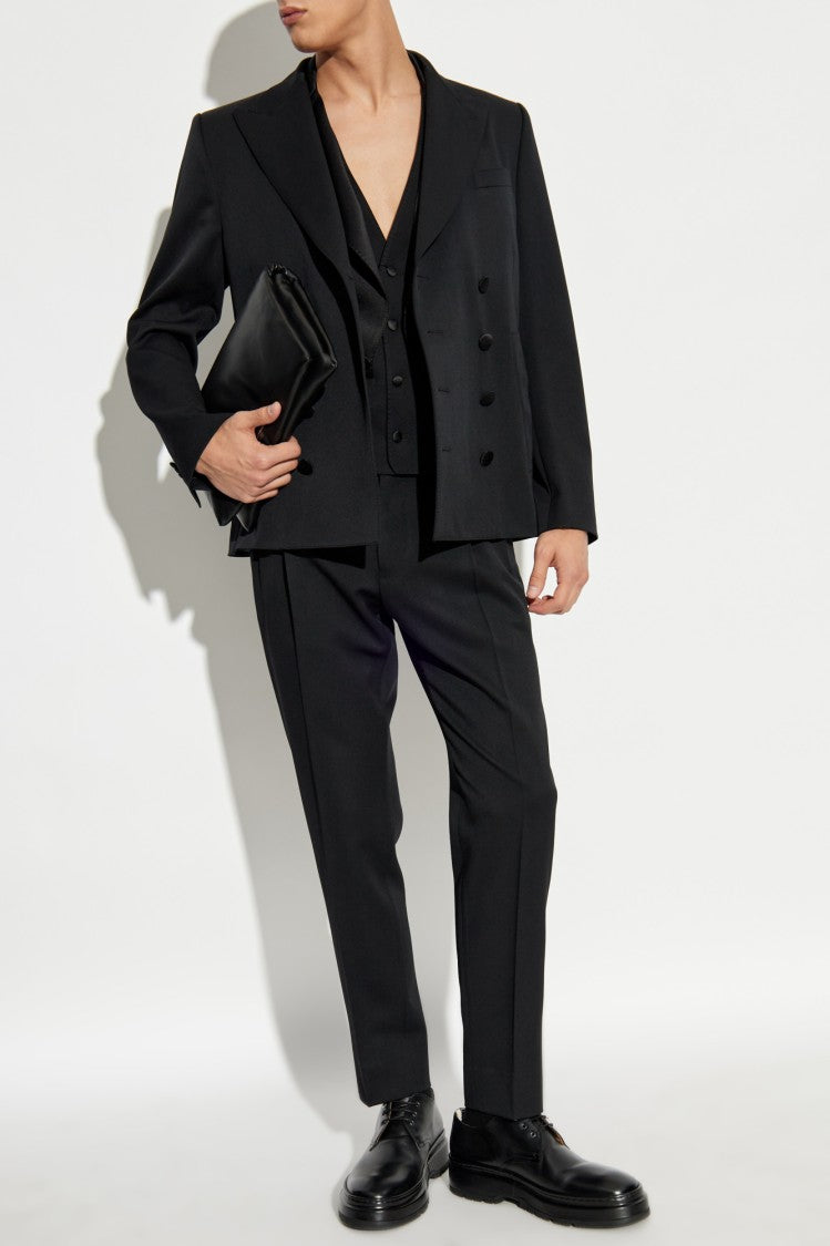 Dolce & Gabbana Double-Breasted Black Wool Blazer