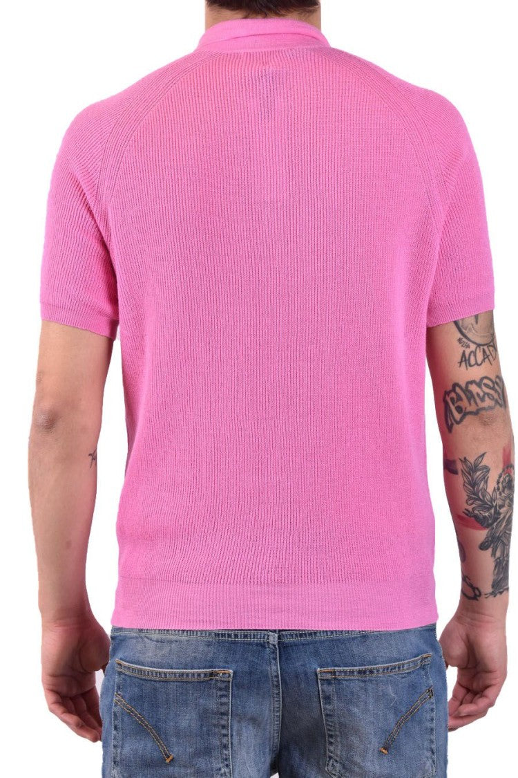 Laneus Textured Knit Polo Shirt Classic Collar
