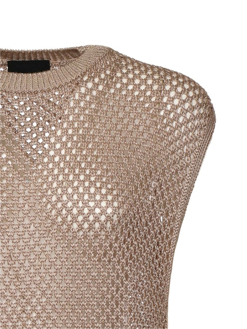 Dondup Sleeveless Open-Weave Sweater In Natural Tone