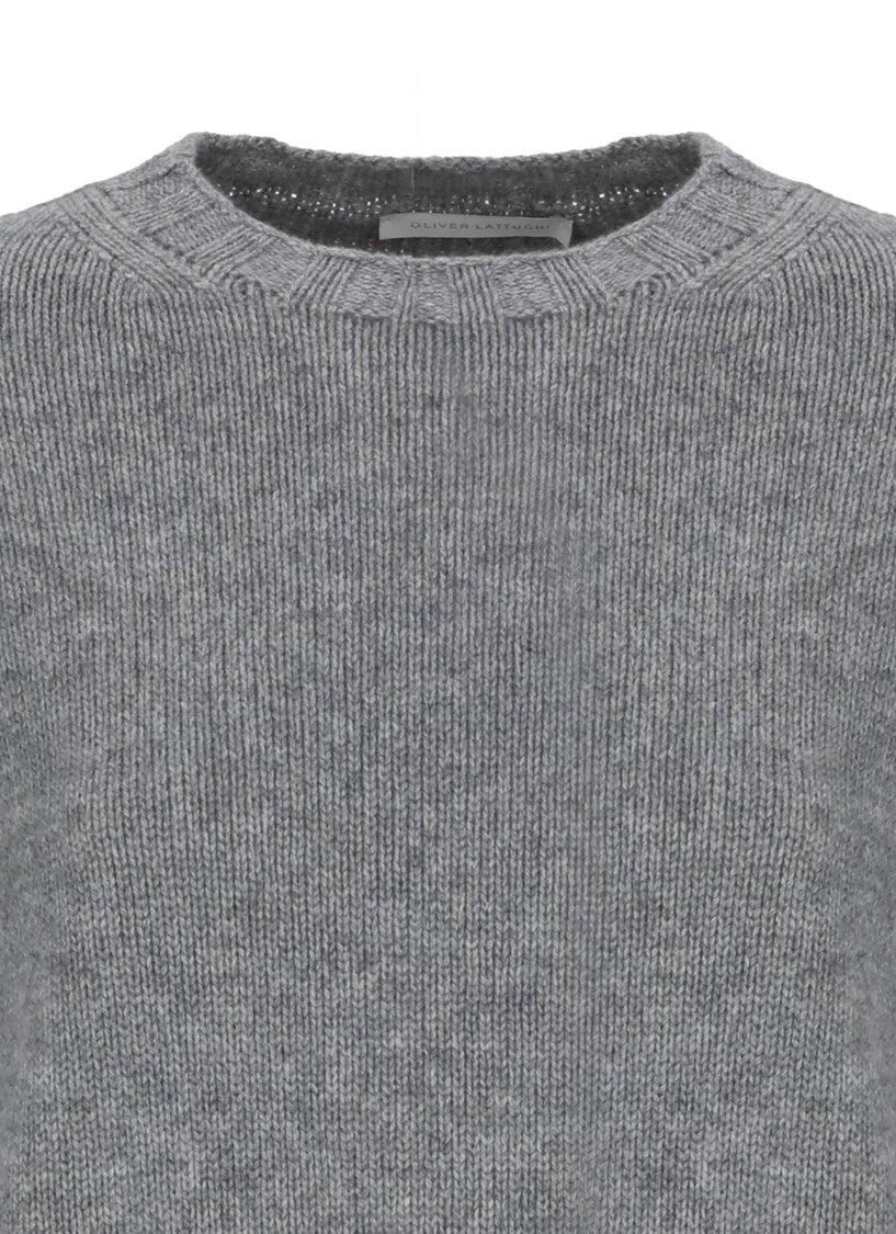 Oliver Lattughi Grey Cashmere Crew Neck Sweater