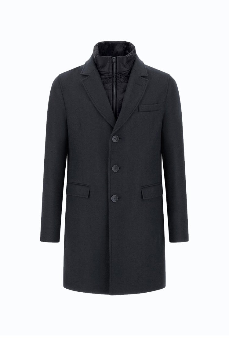Herno Charcoal Single-Breasted Quilted Collar Wool Coat
