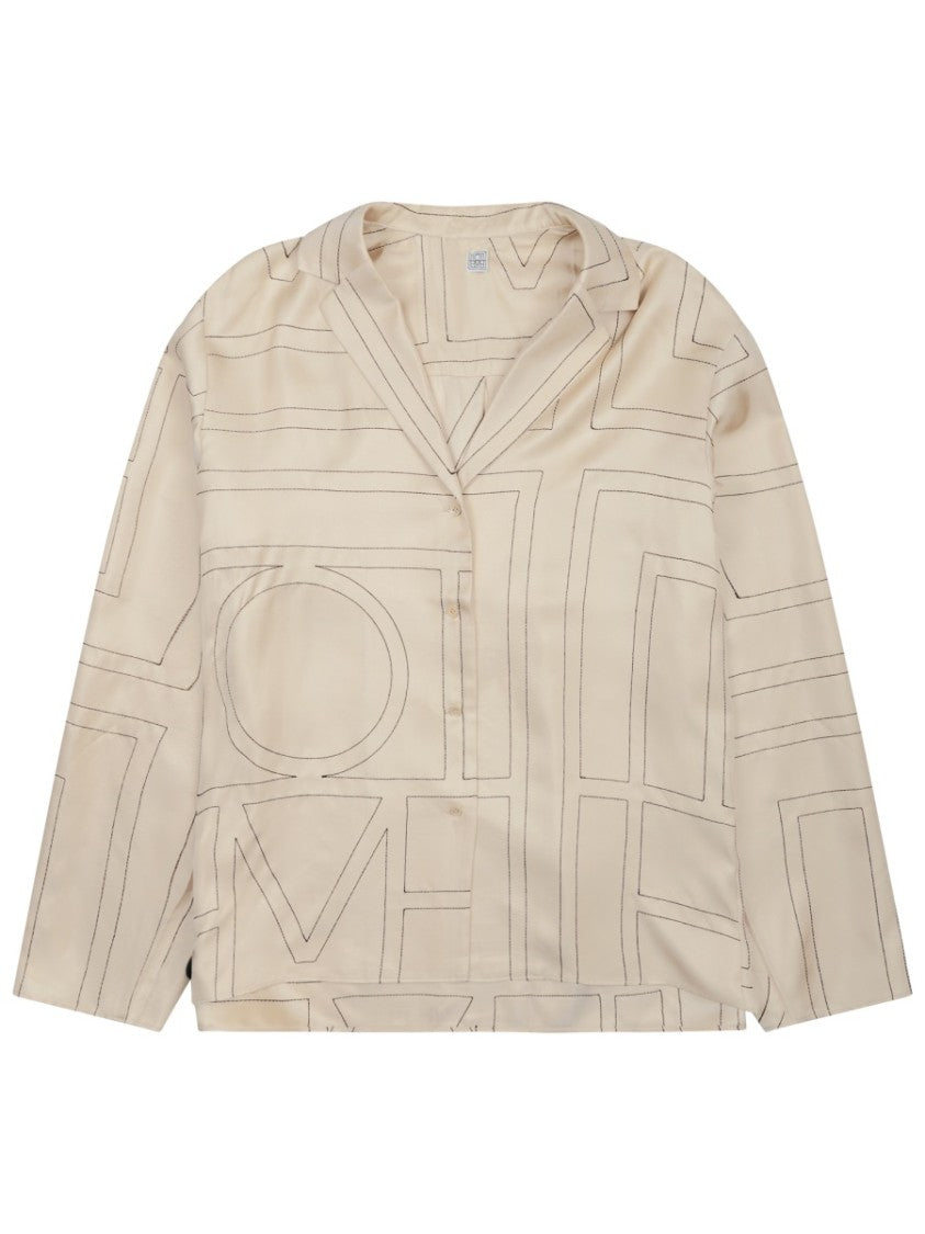 Totême Monogram V-Neck Silk Blouse