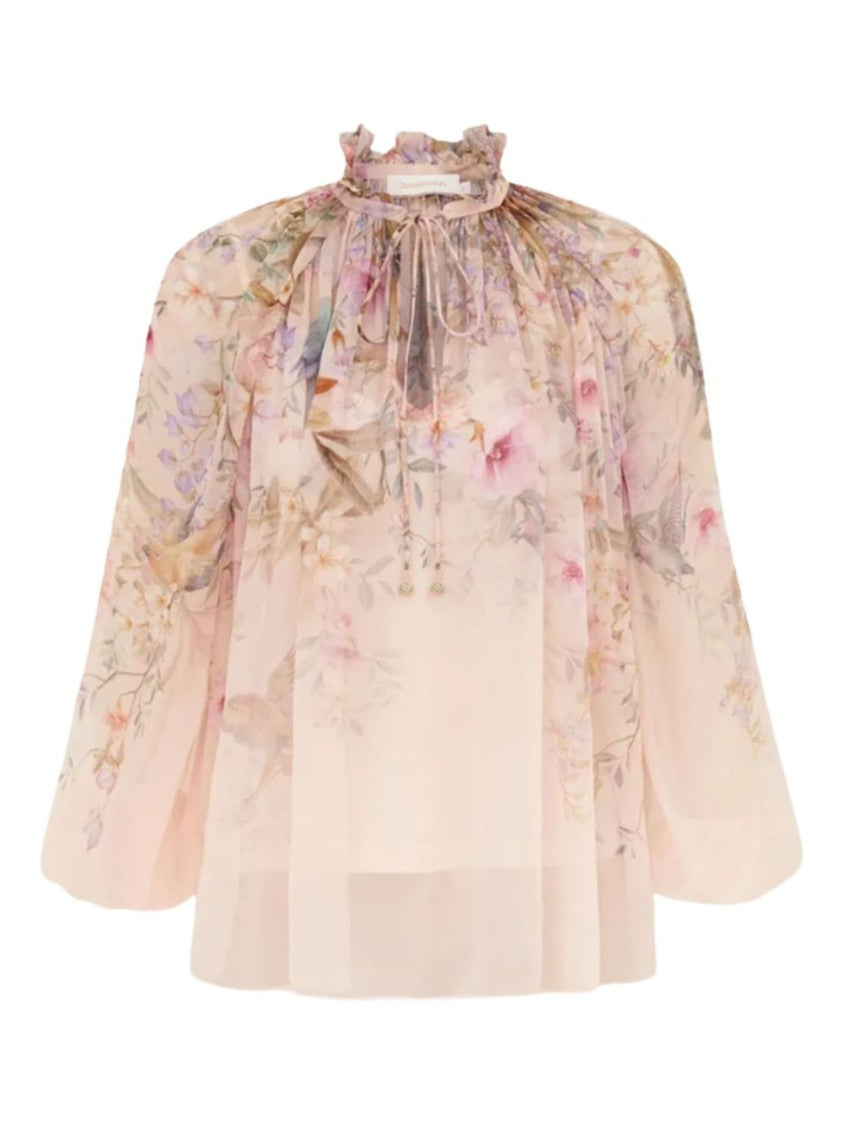 Zimmermann Cream Floral Print Viscose Blouse