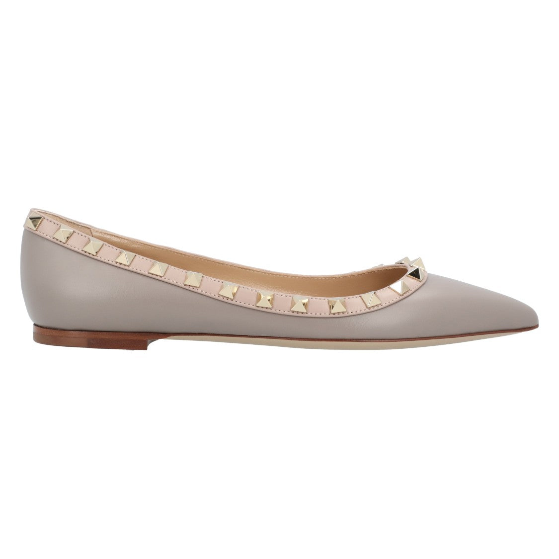 Valentino Rockstud Ballerina Flats With Silver Stud Embellishments