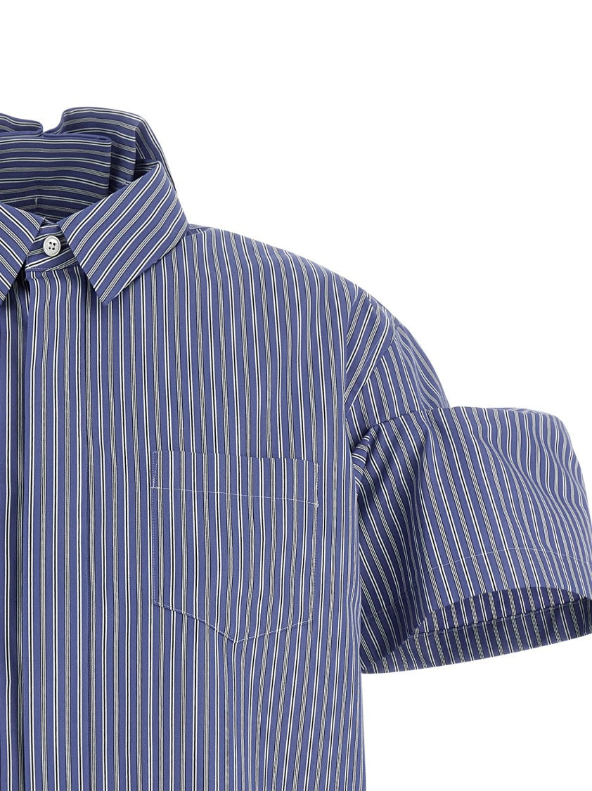 Sacai Cotton Poplin Striped Shirt With Asymmetrical Hem