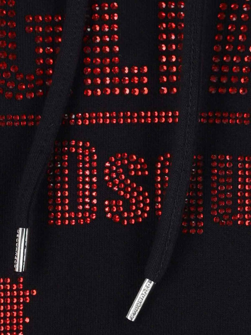 Dsquared2 Black Cotton Rhinestone Sweatshirt