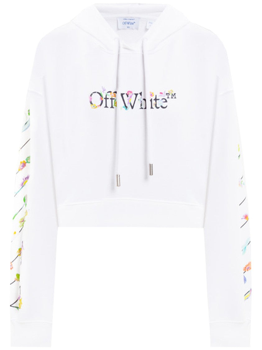 Off-White White Bookish Glowing Flower Cotton Hoodie