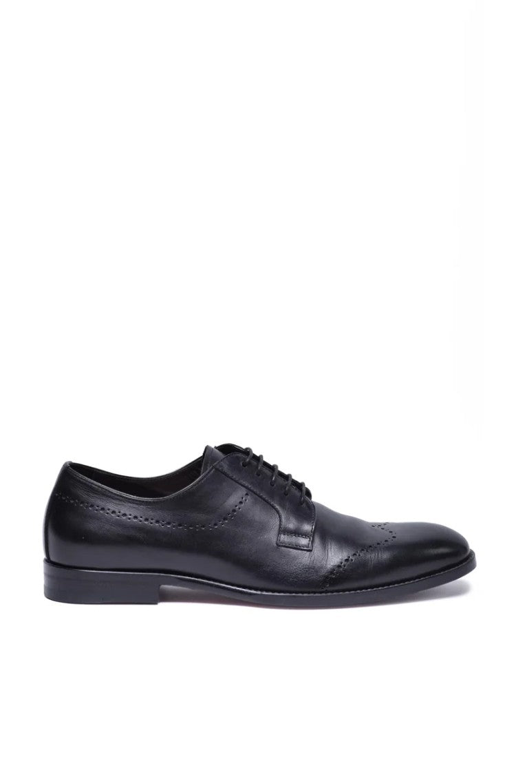 Canali Perforated Lace-Up Shoes - Black