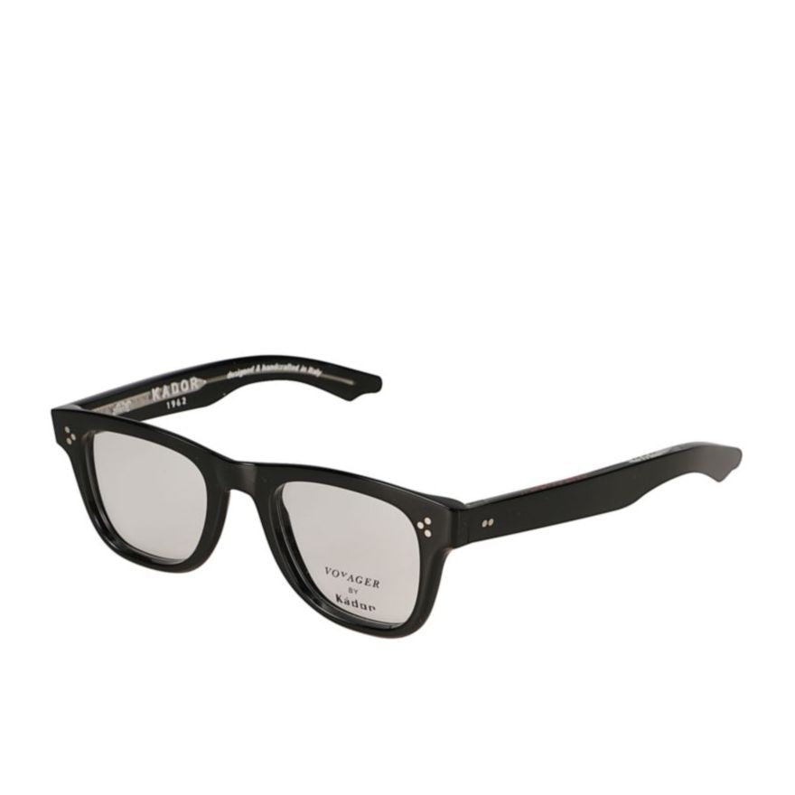 Kador Pepper Glossy Black Rectangular Sunglasses With Silver Dot Accents