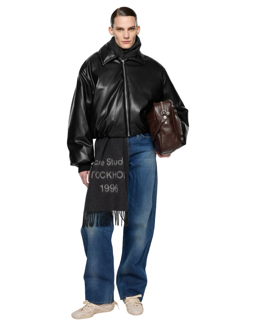 Acne Studios Cropped Voluminous Bomber Jacket With Classic Collar