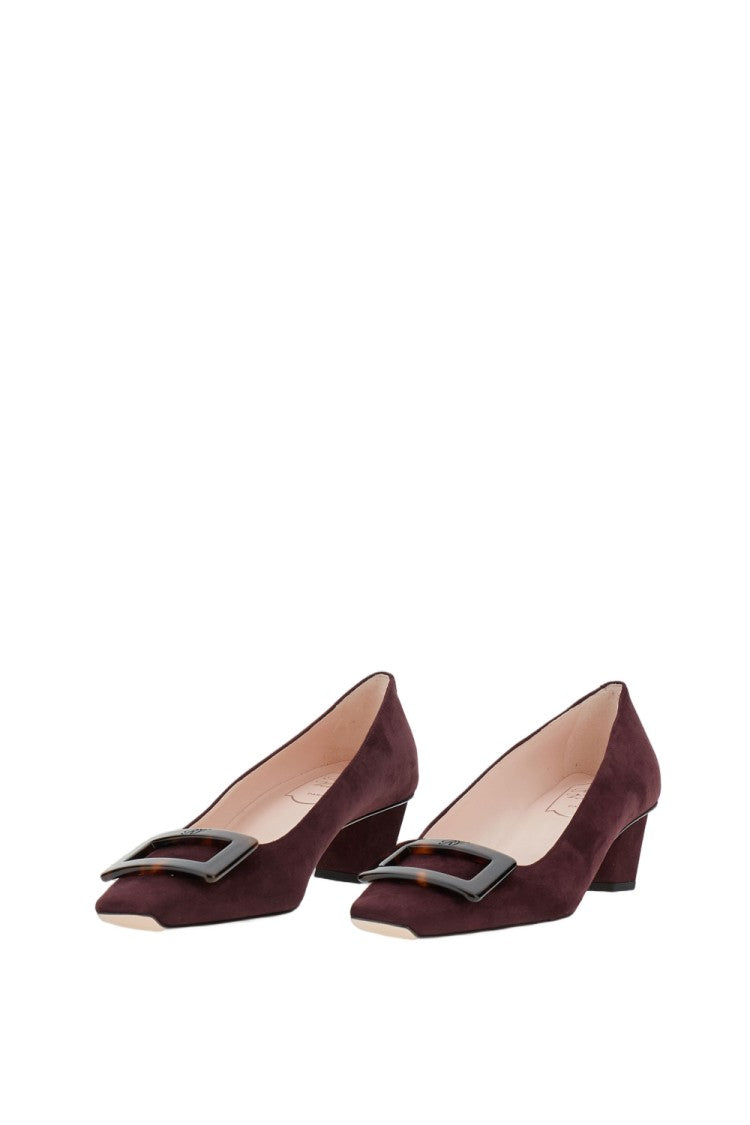 Roger Vivier Pointed Toe Suede Pumps With Decorative Buckle