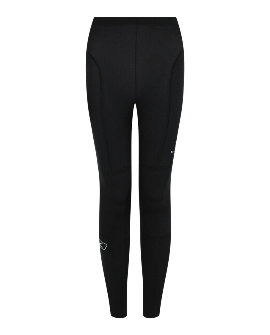 Balenciaga Mid Rise Trompe L'oeil Leggings With Sporty Logo And Ankle Zips