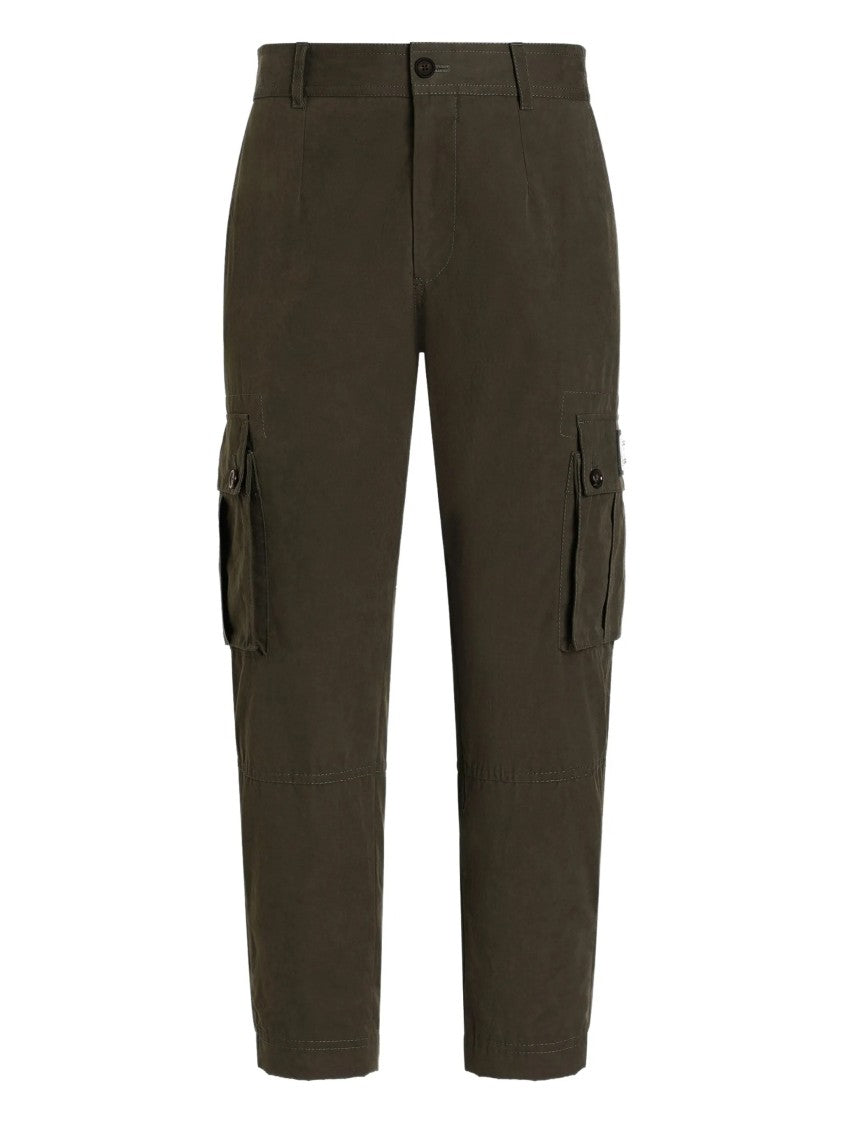 Dolce & Gabbana Brown Cropped Cargo Flap Pocket Pants