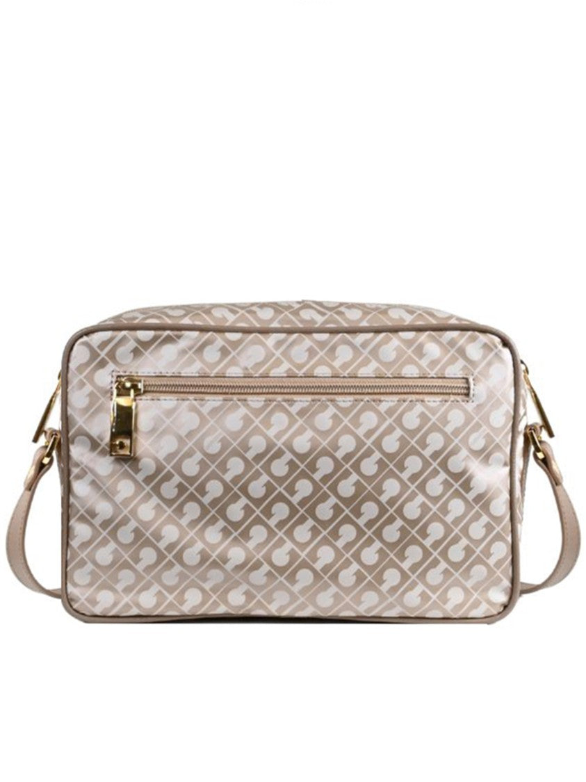 Gherardini Beige/Cream Monogram Leather Crossbody Camera Bag