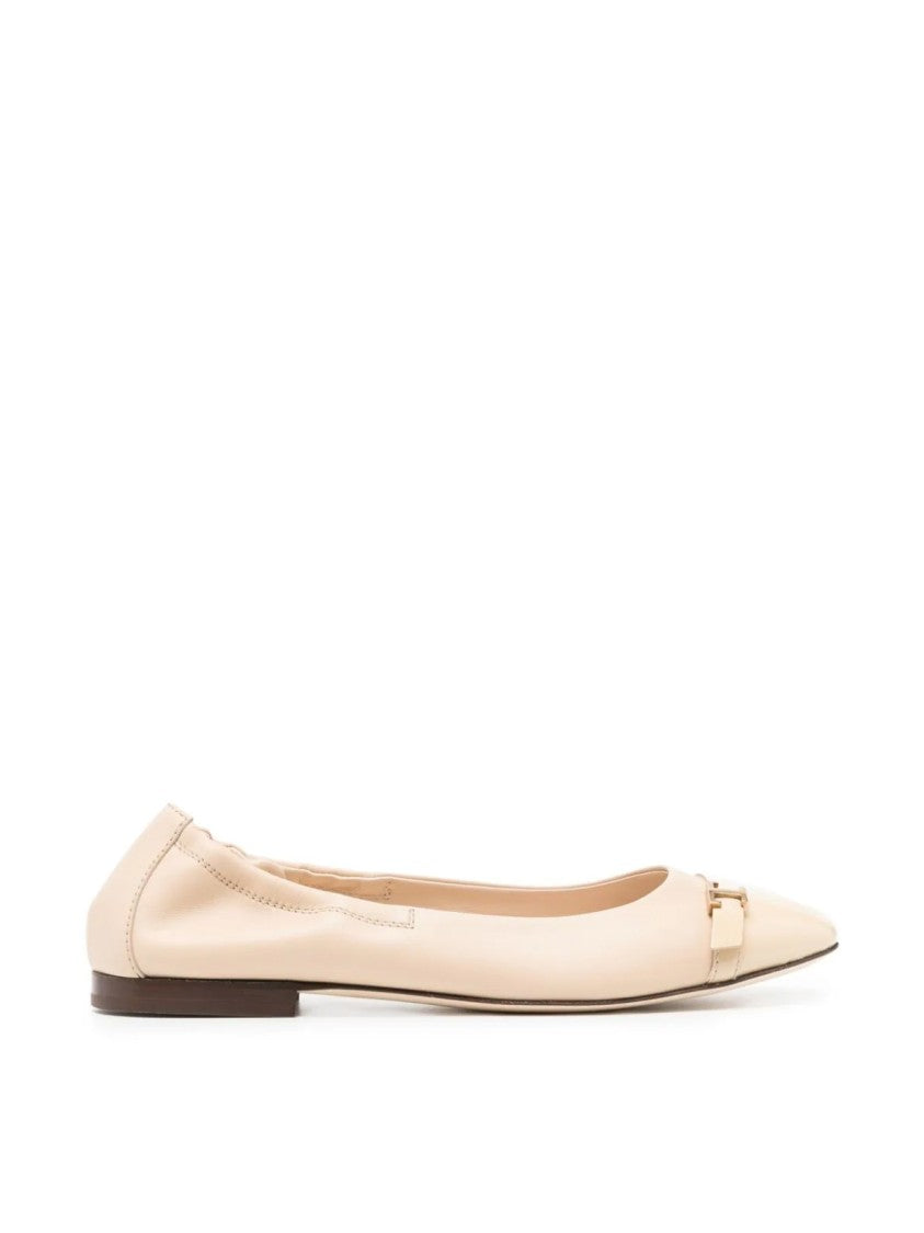 Tod's T Logo Strap Leather Ballerinas